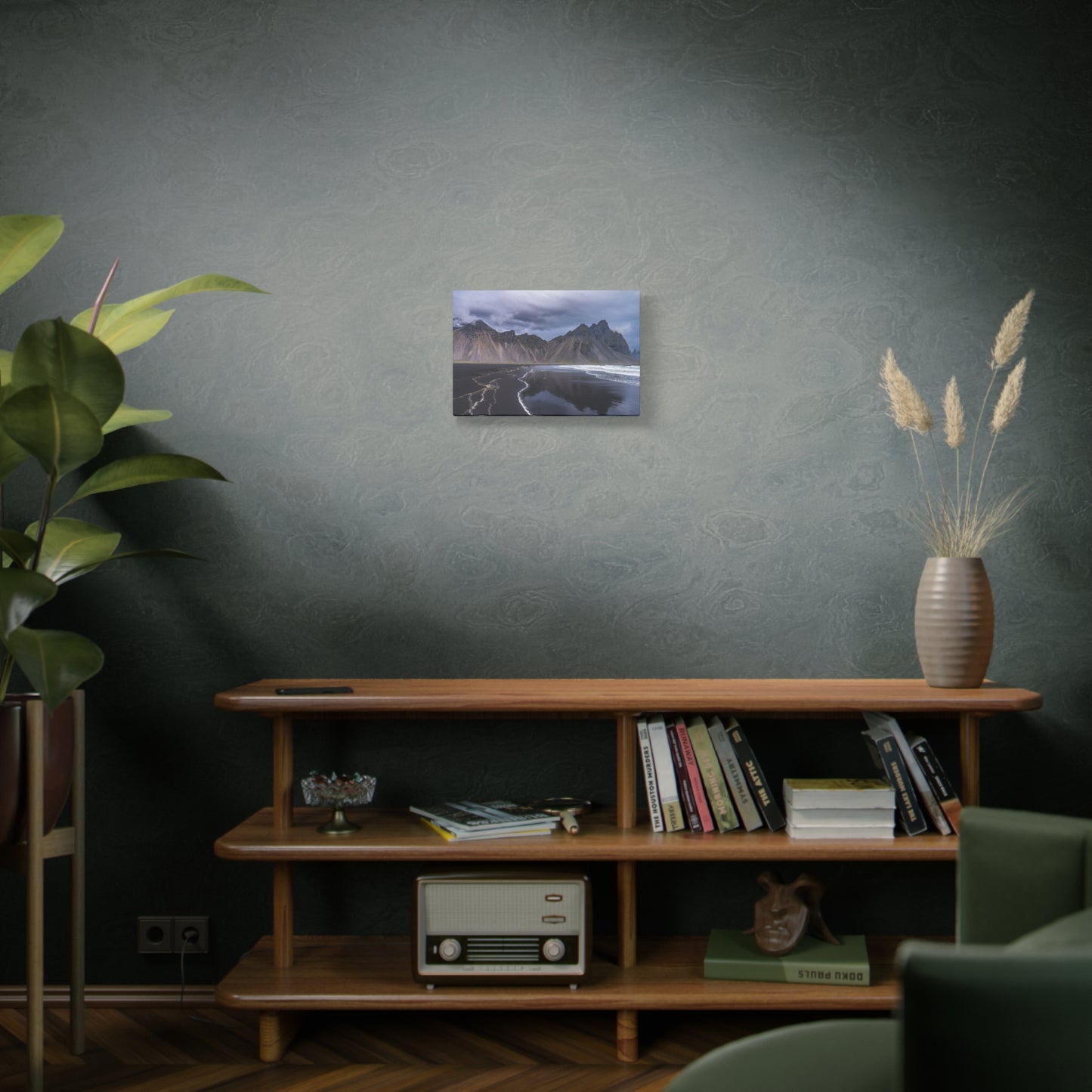 Vestahorn Iceland Matte Canvas Print - Moody Black Sand Beach Landscape Wall Art