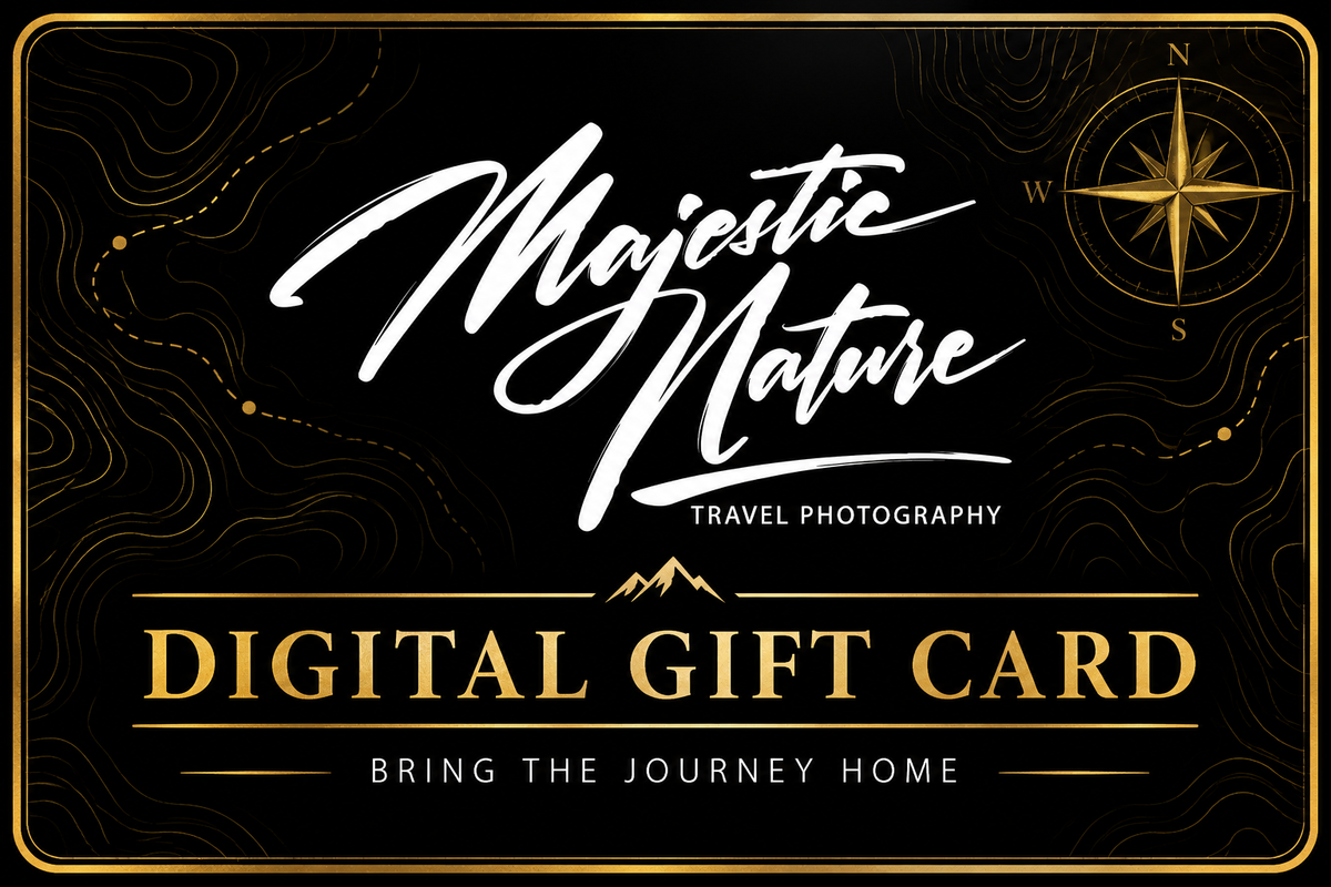 Majestic Nature Photography digital gift card in black and gold