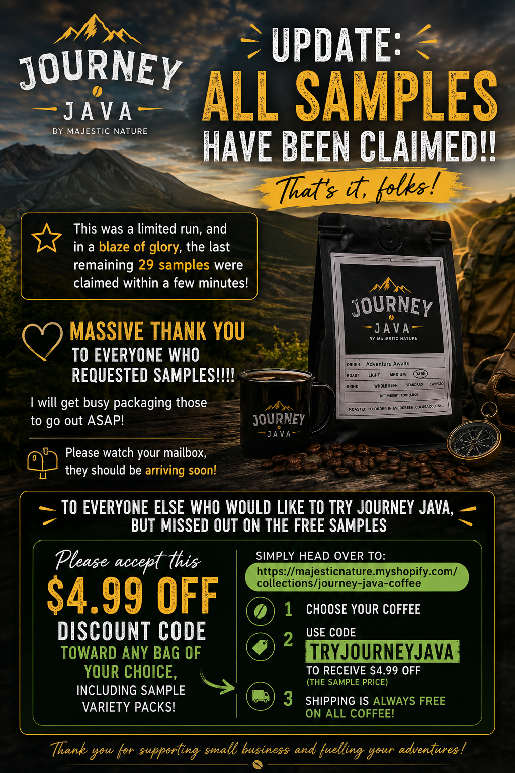 Journey Java Coffee Sample - Limited Relaunch Event